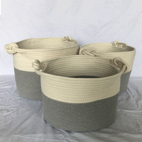 Little Hippo 3PC Large Cotton Rope Basket 100% Natural Cotton - China  Modern Small Baskets for Organizing Containers and White & Black Rope Basket  price